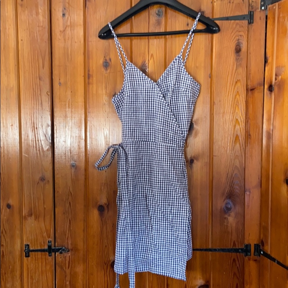 Aerie gingham checkered wrap dress